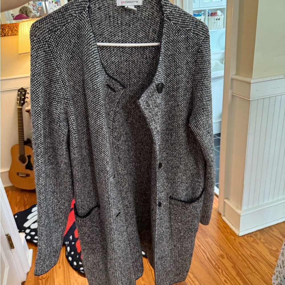 Liz Claiborne Black and White Women's Coatigan